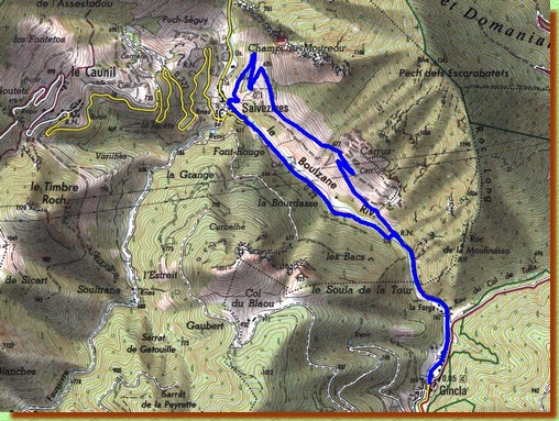 Carte du chemin de Carrus